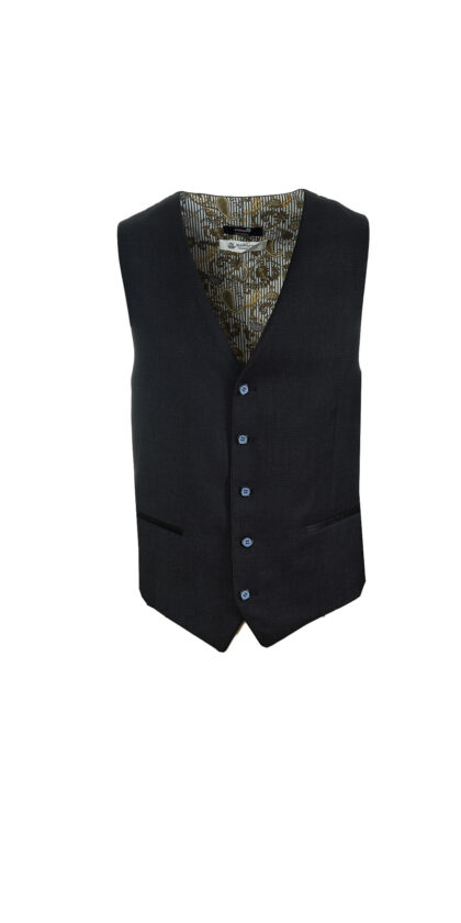Dorian Black Dark Grey Waistcoat, 151-03R650-125-W
