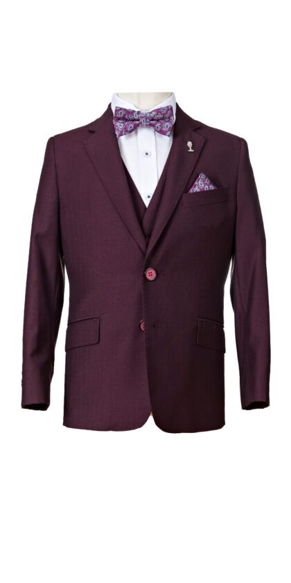 Dorian Black Boys Burgundy Suit