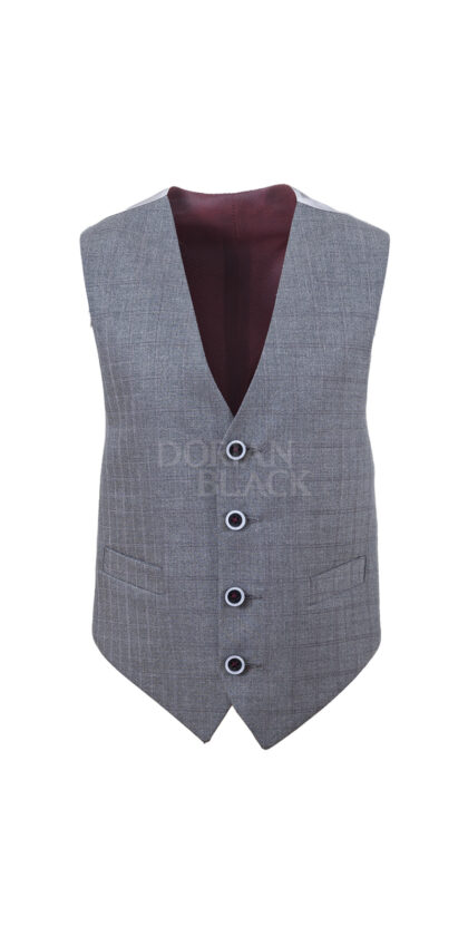 1880s Light Grey Check Waistcoat