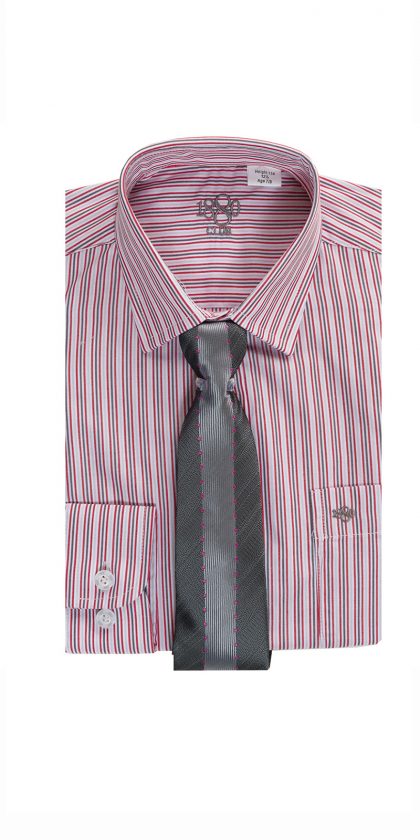 1880 White and Red Striped shirt and tie set