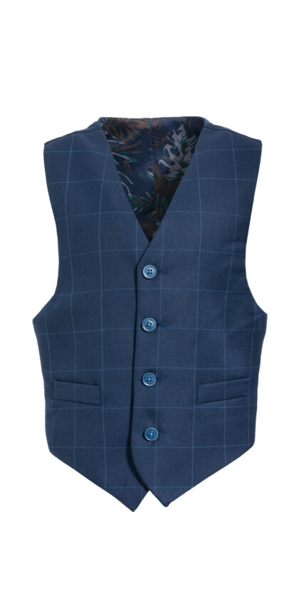 Boys Navy Check Waistcoat