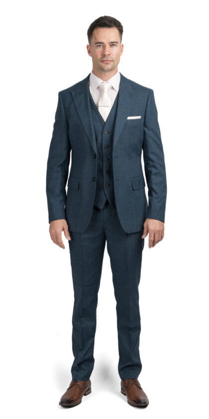Messi - 3 Piece Slim Fit Teal Wedding Suit
