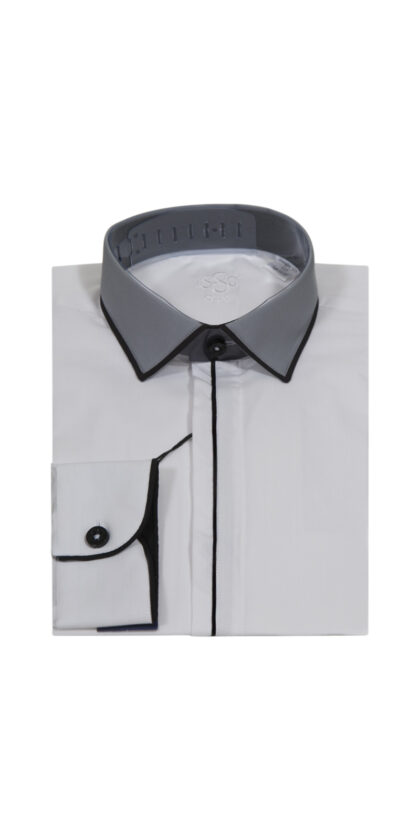 1880 Boys White Shirt with Grey Collar