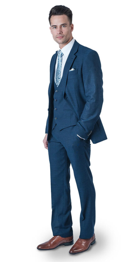 Draper - Blue Slim Fit 3 Piece Suit