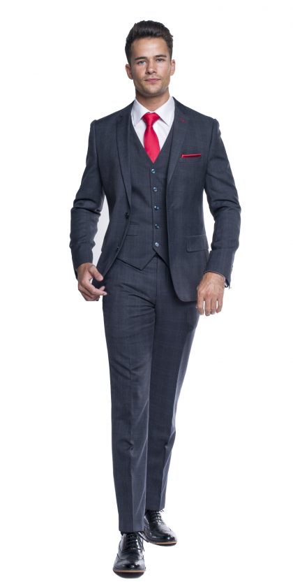Simon - Charcoal Check 3 Piece Slim Fit Suit