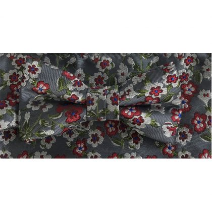 Boys Grey Floral Bowtie Set