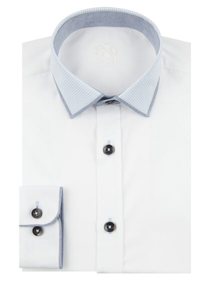 Boys white shirt with Sky Blue collar