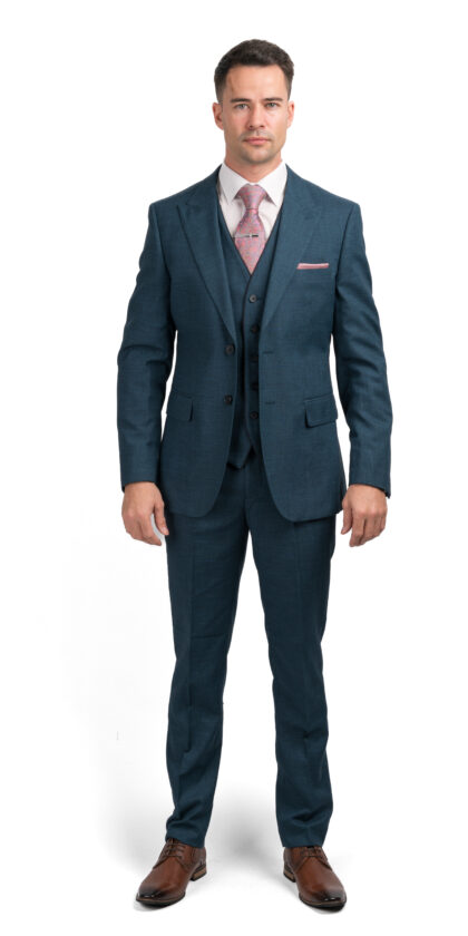 Messi - 3 Piece Slim Fit Teal Fashion Suit