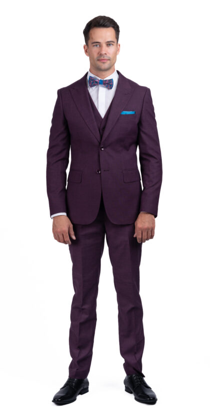 Henderson Burgundy Fashion  - 3 Piece Slim Fit Suit