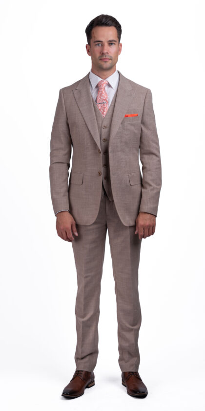 Linen Cotton Mix Men's Wedding Suit, Coral Accessories