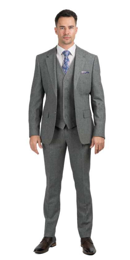 Legend - Grey 3 Piece Slim Fit Tweed Suit