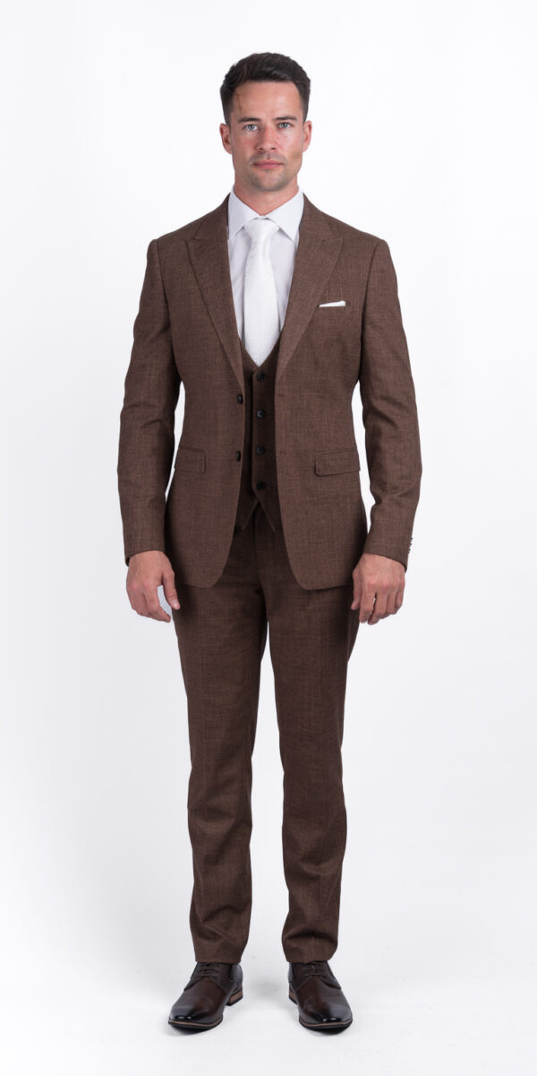 Murphy's - Textured Brown 3 Piece Suit - Dorian Black