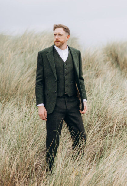 Green Herringbone Tweed Three-Piece Suit