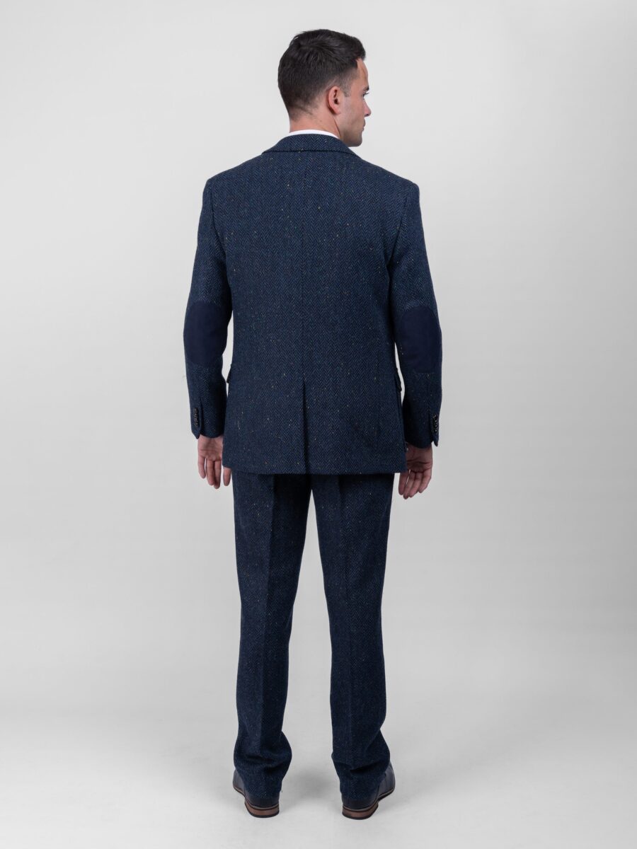 Blue Herringbone Tweed Three-Piece Suit - Image 4