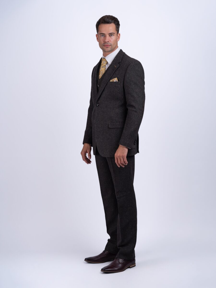 Brown Hopsack Tweed Three-Piece Suit - Image 6
