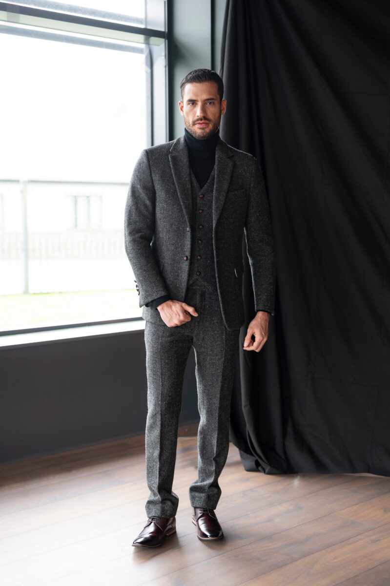 Smoke Herringbone Tweed Three-Piece Suit - Image 2