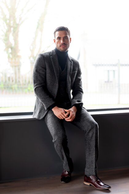 Smoke Herringbone Tweed Three-Piece Suit