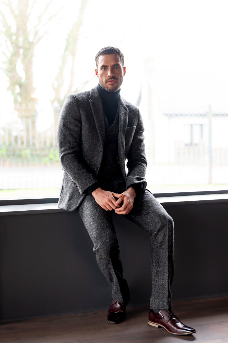 Smoke Herringbone Tweed Three-Piece Suit