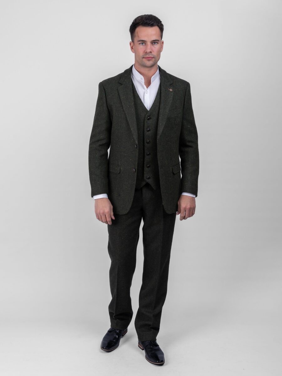 Green Herringbone Tweed Three-Piece Suit - Image 2