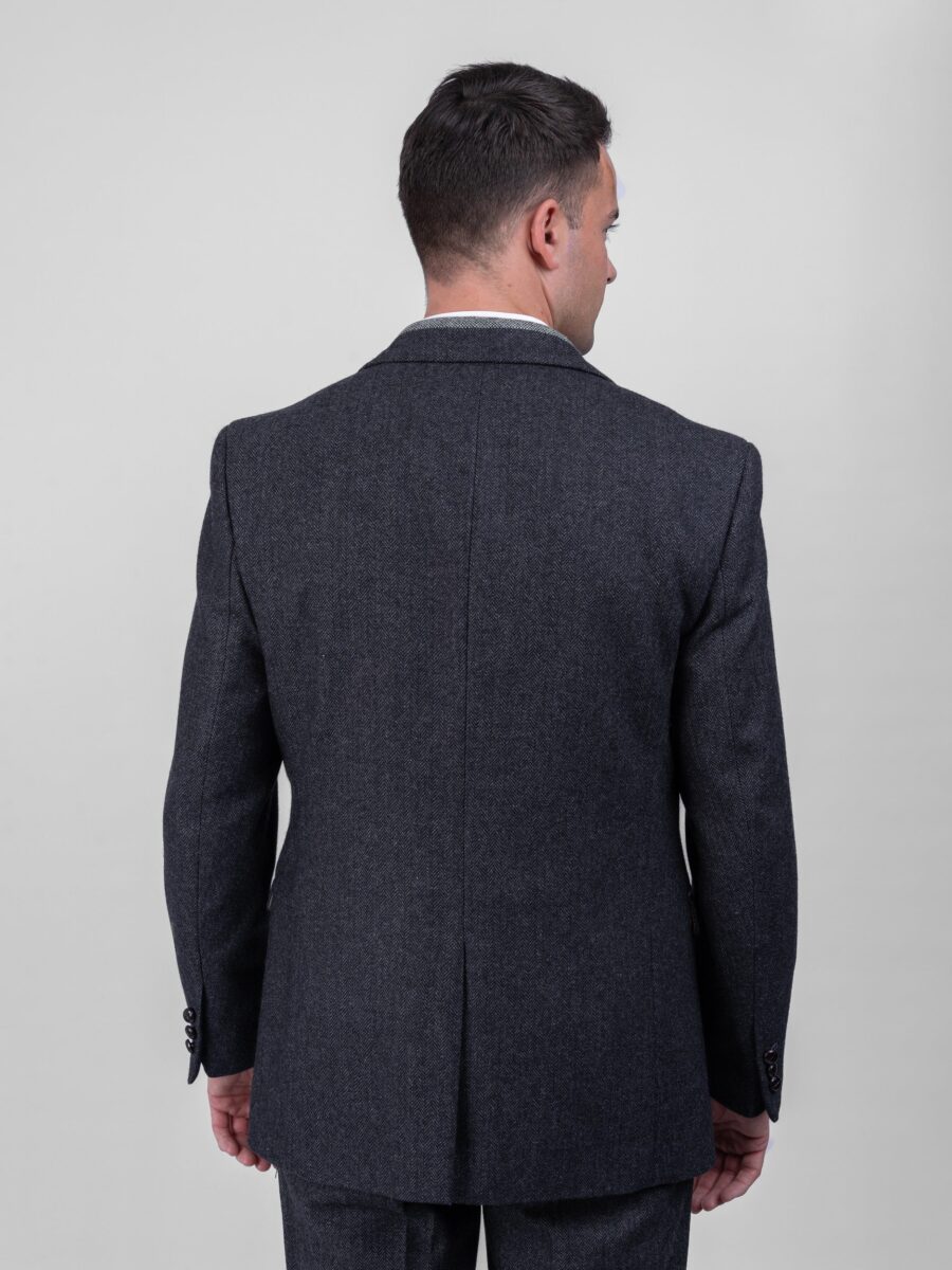 Grey Herringbone Tweed Three-Piece Suit - Image 3