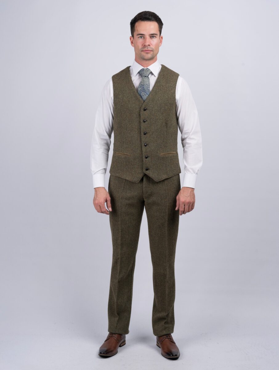 Moss Green Tweed Three-Piece Suit - Image 3