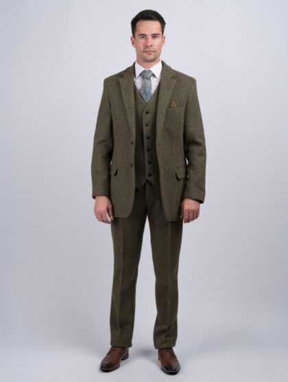 Moss Green Tweed Three-Piece Suit