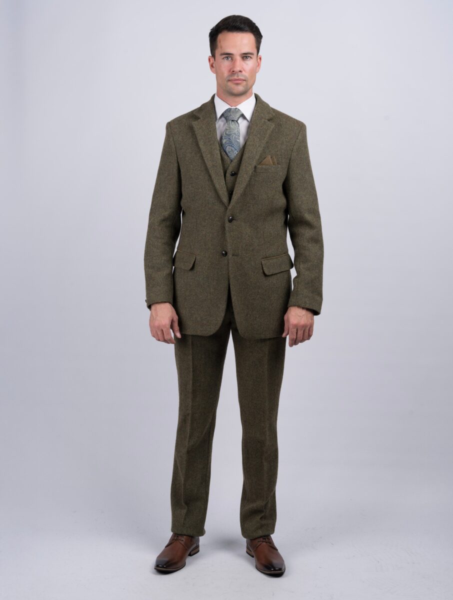 Moss Green Tweed Three-Piece Suit - Image 2