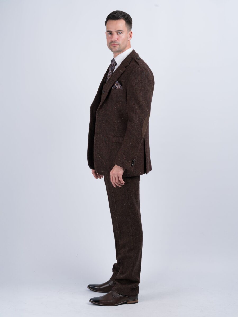 Brown Herringbone Tweed Three-Piece Suit - Image 2