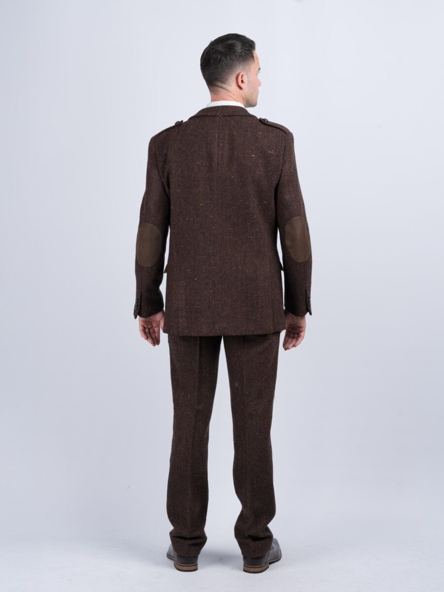 Brown Herringbone Tweed Three-Piece Suit - Image 3