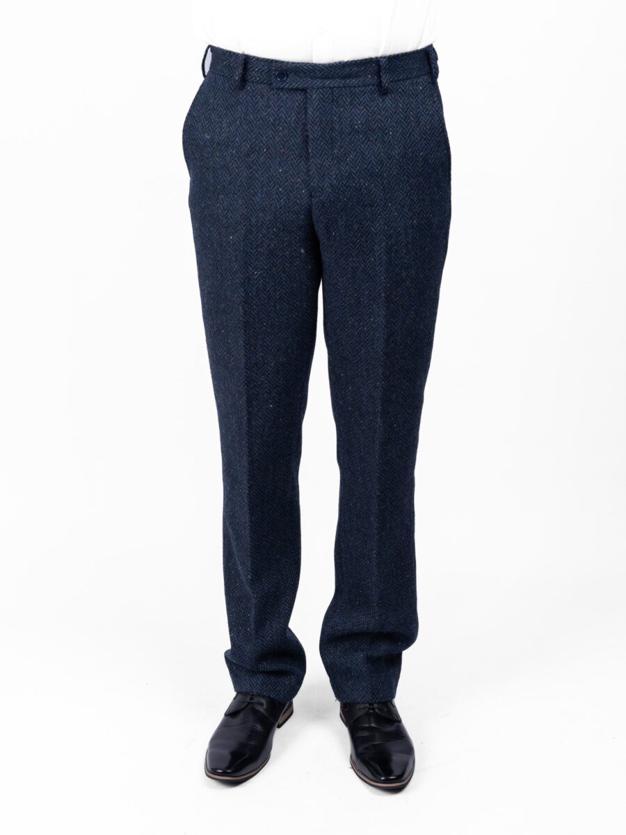 Blue Herringbone Tweed Three-Piece Suit - Image 9
